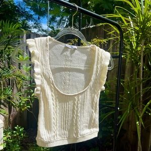 ZARA white cable knit tank top